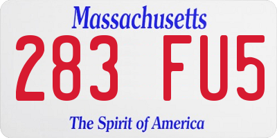 MA license plate 283FU5