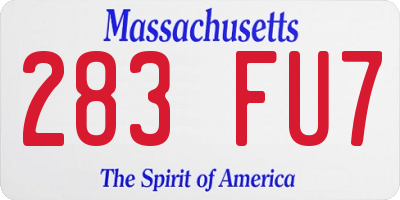 MA license plate 283FU7