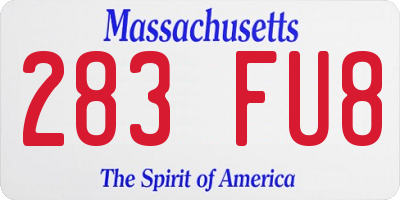 MA license plate 283FU8