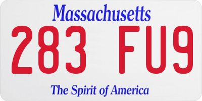 MA license plate 283FU9
