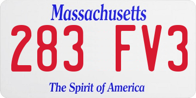MA license plate 283FV3