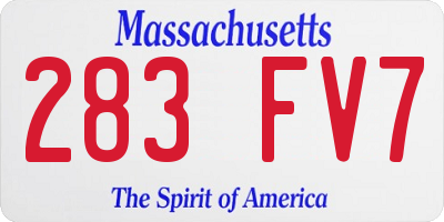 MA license plate 283FV7