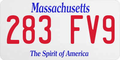 MA license plate 283FV9