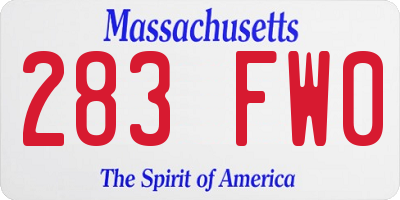 MA license plate 283FW0