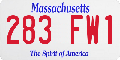 MA license plate 283FW1