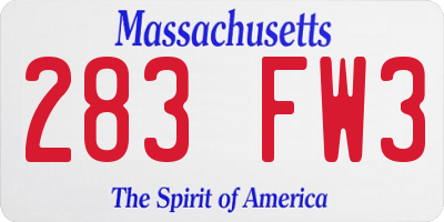 MA license plate 283FW3