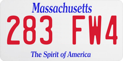 MA license plate 283FW4