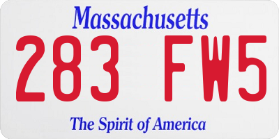 MA license plate 283FW5
