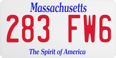MA license plate 283FW6