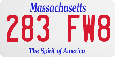 MA license plate 283FW8
