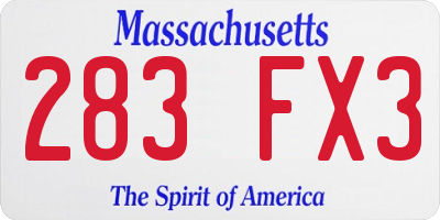 MA license plate 283FX3