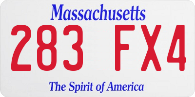 MA license plate 283FX4