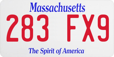MA license plate 283FX9