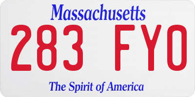 MA license plate 283FY0
