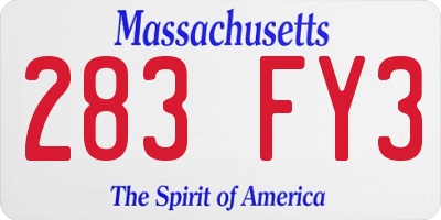 MA license plate 283FY3