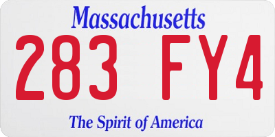 MA license plate 283FY4