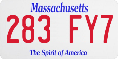 MA license plate 283FY7