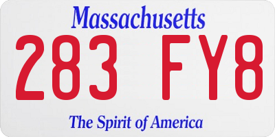 MA license plate 283FY8