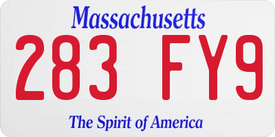 MA license plate 283FY9