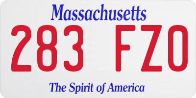MA license plate 283FZ0
