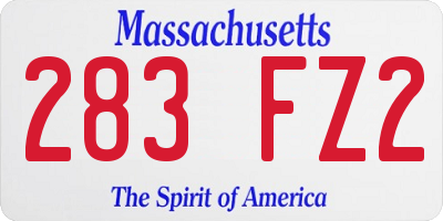 MA license plate 283FZ2