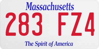 MA license plate 283FZ4