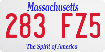 MA license plate 283FZ5