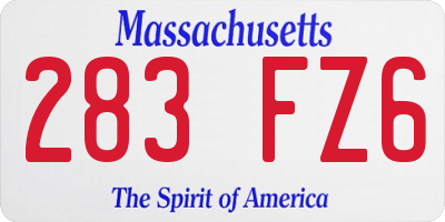 MA license plate 283FZ6