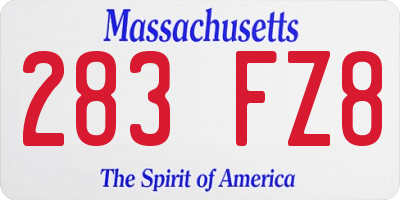 MA license plate 283FZ8