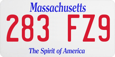 MA license plate 283FZ9
