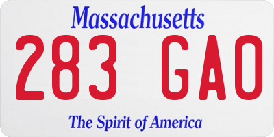 MA license plate 283GA0