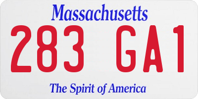 MA license plate 283GA1