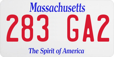 MA license plate 283GA2