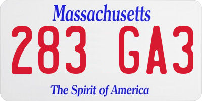 MA license plate 283GA3