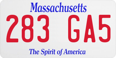 MA license plate 283GA5