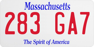 MA license plate 283GA7