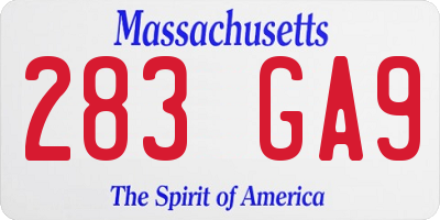 MA license plate 283GA9