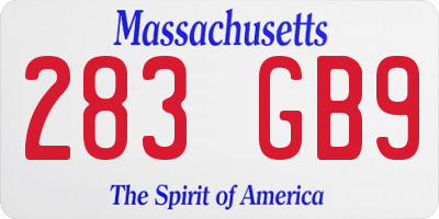 MA license plate 283GB9