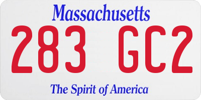 MA license plate 283GC2