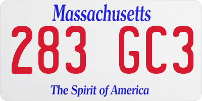 MA license plate 283GC3