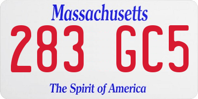MA license plate 283GC5