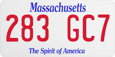 MA license plate 283GC7