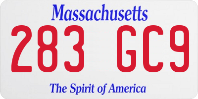 MA license plate 283GC9