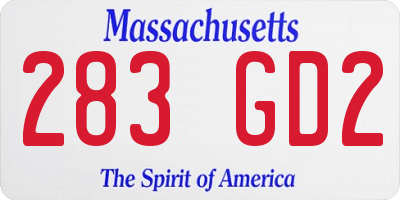 MA license plate 283GD2