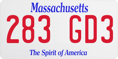 MA license plate 283GD3