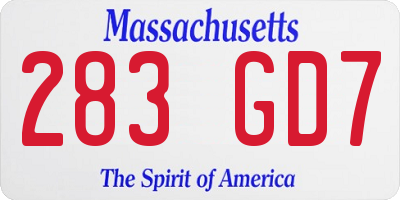 MA license plate 283GD7