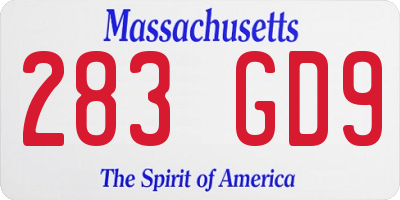 MA license plate 283GD9