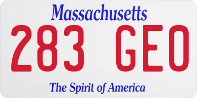 MA license plate 283GE0