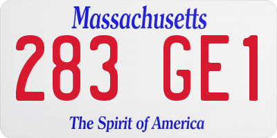 MA license plate 283GE1