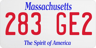 MA license plate 283GE2